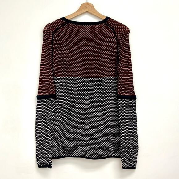 Lisa Todd Bird's Eye Cotton Cashmere Colorblock Knit Raglan Crew Sweater - Small - Picture 2 of 11